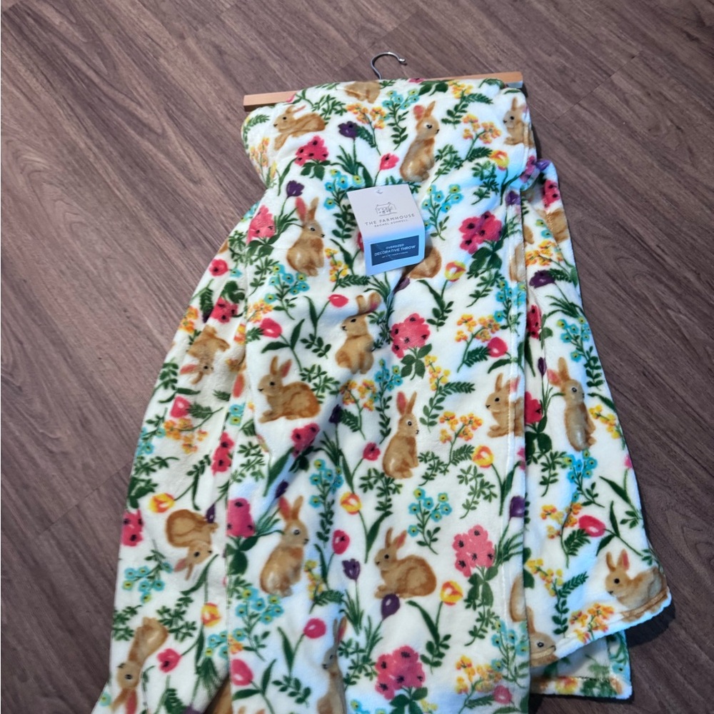 Rachel Ashwell easter Bunny Garden Fleece Throw Blanket